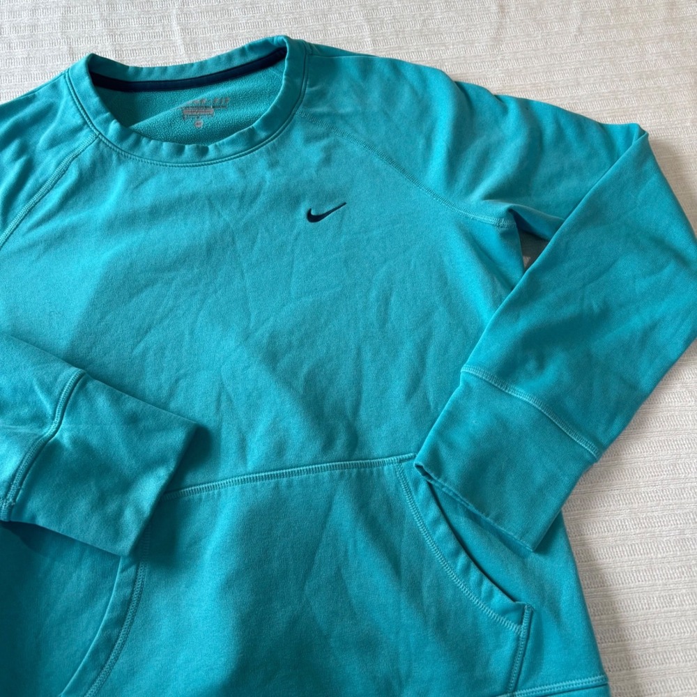 Nike Therma-FIT Crewneck Sweatshirt Turquoise Blue Fleece Pullover Womens Medium